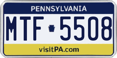 PA license plate MTF5508