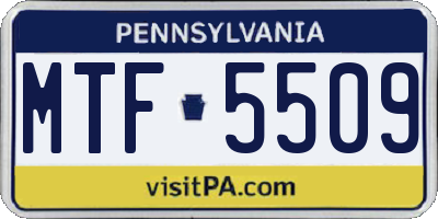 PA license plate MTF5509