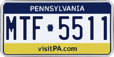 PA license plate MTF5511