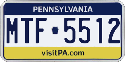 PA license plate MTF5512