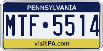 PA license plate MTF5514