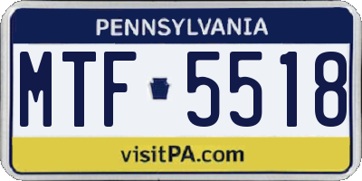 PA license plate MTF5518