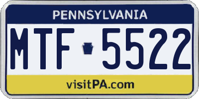 PA license plate MTF5522