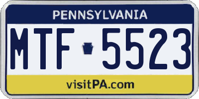 PA license plate MTF5523