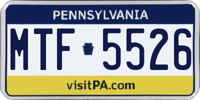 PA license plate MTF5526