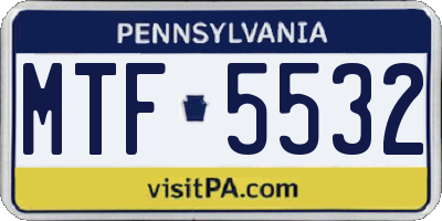 PA license plate MTF5532