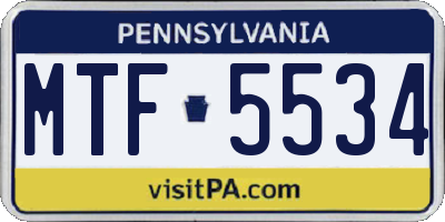 PA license plate MTF5534