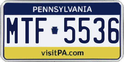 PA license plate MTF5536