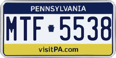 PA license plate MTF5538