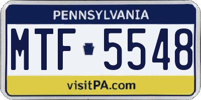 PA license plate MTF5548