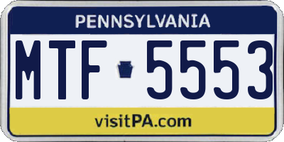 PA license plate MTF5553