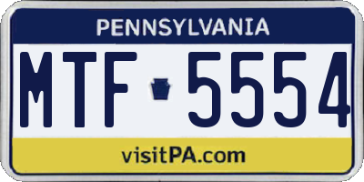 PA license plate MTF5554
