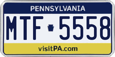 PA license plate MTF5558