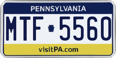 PA license plate MTF5560