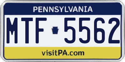 PA license plate MTF5562