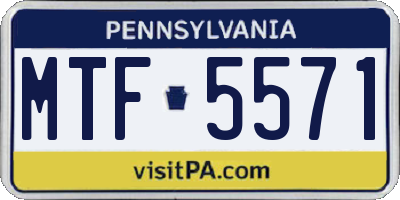 PA license plate MTF5571