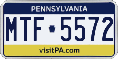 PA license plate MTF5572