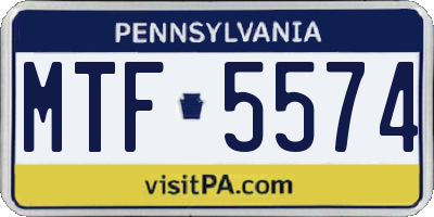 PA license plate MTF5574