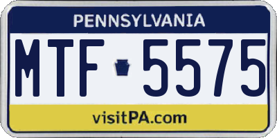 PA license plate MTF5575