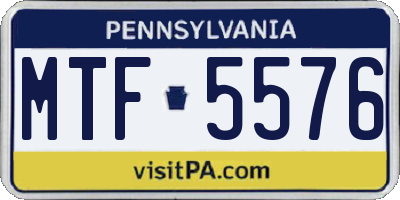 PA license plate MTF5576