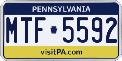 PA license plate MTF5592