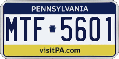 PA license plate MTF5601