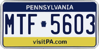 PA license plate MTF5603