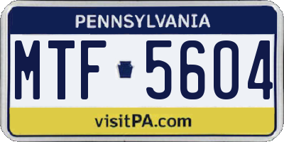 PA license plate MTF5604