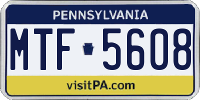 PA license plate MTF5608