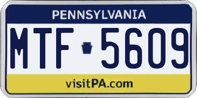 PA license plate MTF5609