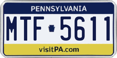 PA license plate MTF5611