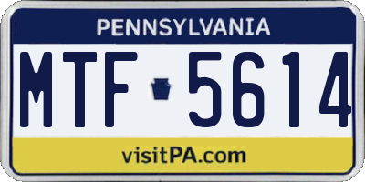 PA license plate MTF5614