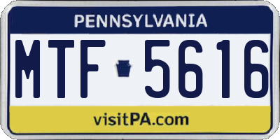 PA license plate MTF5616