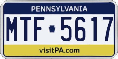 PA license plate MTF5617