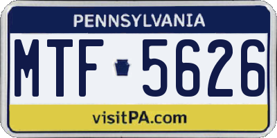 PA license plate MTF5626