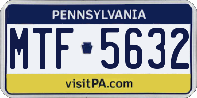 PA license plate MTF5632