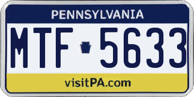 PA license plate MTF5633