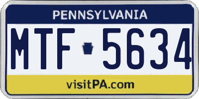 PA license plate MTF5634
