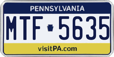 PA license plate MTF5635