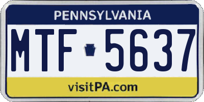 PA license plate MTF5637