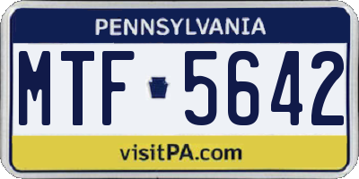 PA license plate MTF5642