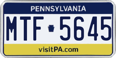 PA license plate MTF5645