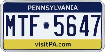 PA license plate MTF5647