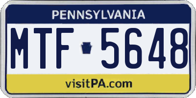PA license plate MTF5648