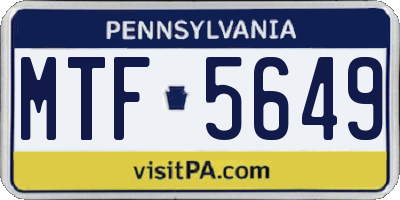 PA license plate MTF5649
