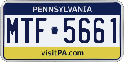 PA license plate MTF5661