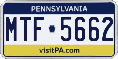 PA license plate MTF5662