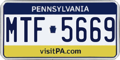 PA license plate MTF5669