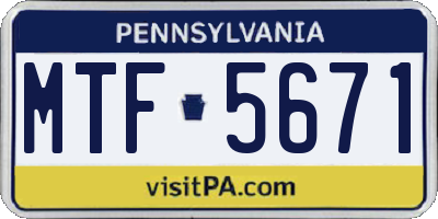 PA license plate MTF5671