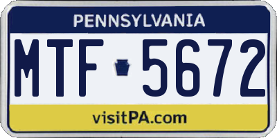 PA license plate MTF5672